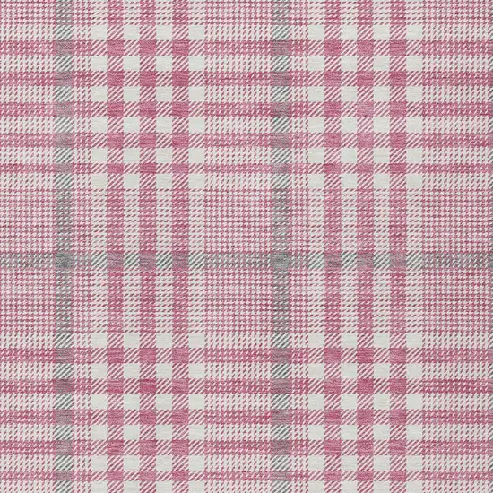 Blush Gray And Ivory Plaid Washable Indoor Outdoor Area Rug Photo 5