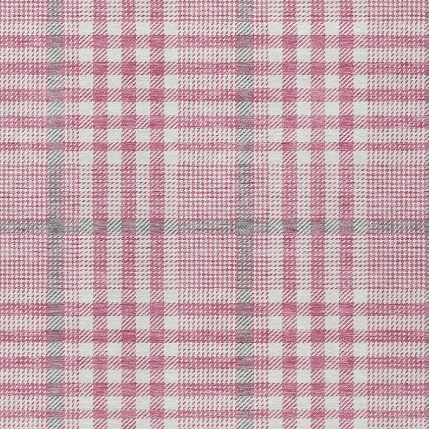 Blush Gray And Ivory Plaid Washable Indoor Outdoor Area Rug Photo 5