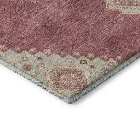 Blush Gray And Pink Oriental Washable Area Rug With UV Protection Photo 7