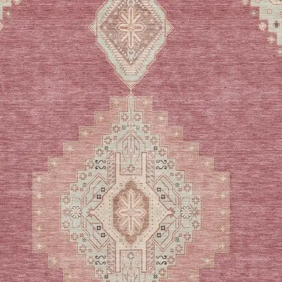 Blush Gray And Pink Oriental Washable Area Rug With UV Protection Photo 2