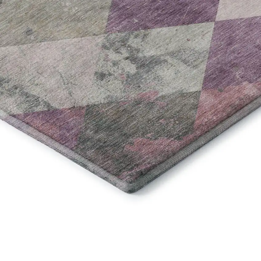 Blush Gray And Silver Geometric Washable Area Rug With UV Protection Photo 8