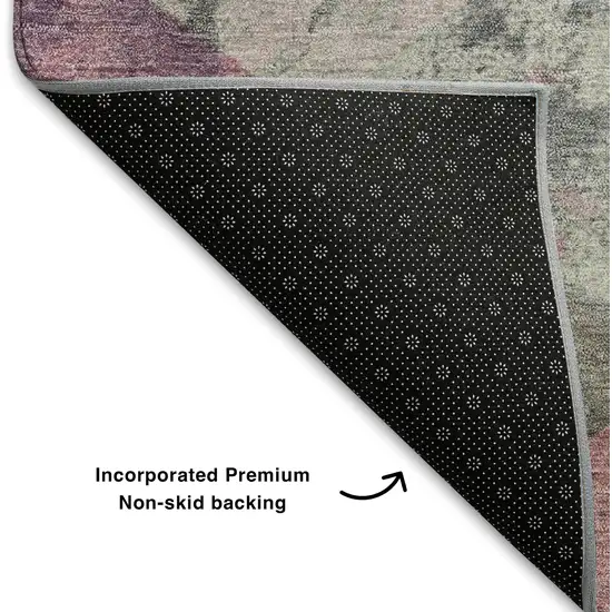 Blush Gray And Silver Geometric Washable Area Rug With UV Protection Photo 6