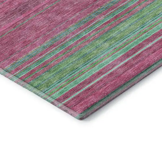 Blush Green And Blue Striped Washable Area Rug With UV Protection Photo 7