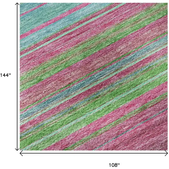 Blush Green And Blue Striped Washable Area Rug With UV Protection Photo 9