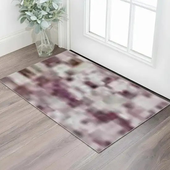 Blush Green And Gray Abstract Washable Area Rug With UV Protection Photo 2