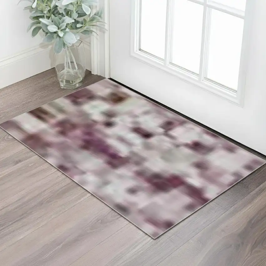 Blush Green And Gray Abstract Washable Area Rug With UV Protection Photo 2