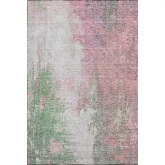 Blush Green And Gray Abstract Washable Area Rug With UV Protection Photo 7