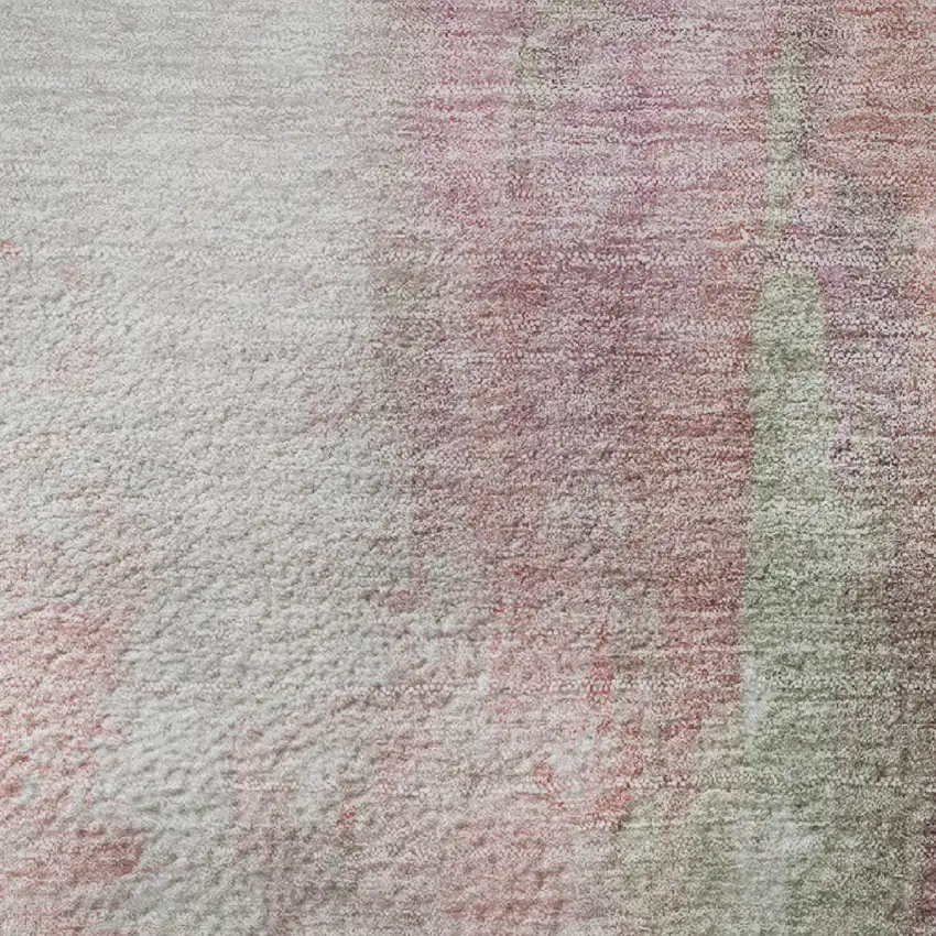 Blush Green And Gray Abstract Washable Area Rug With UV Protection Photo 1