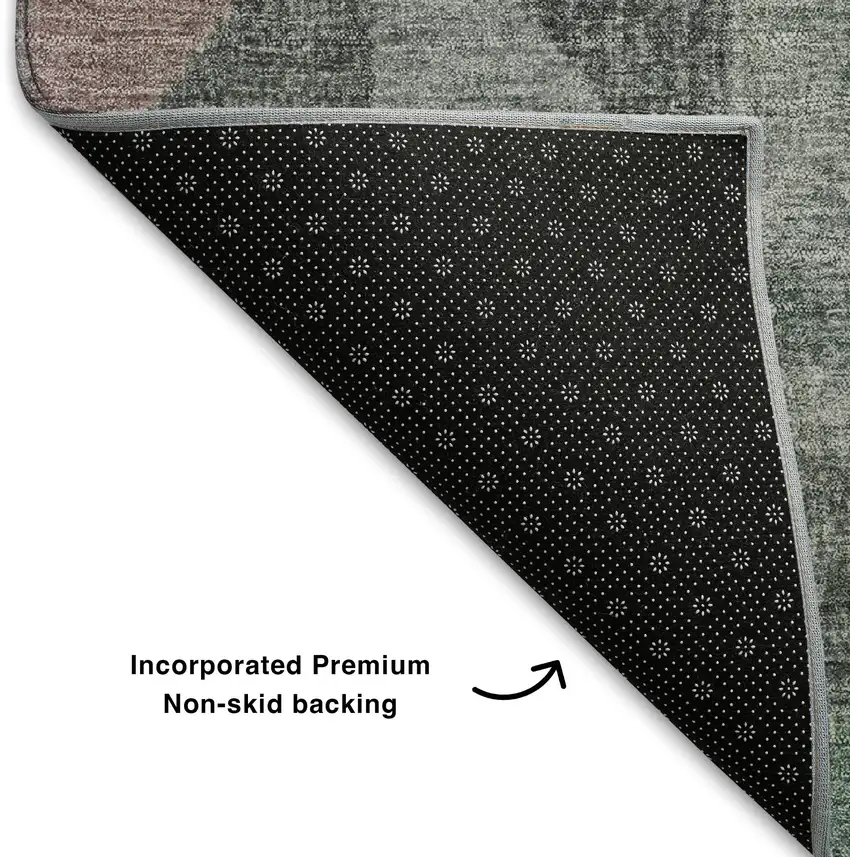 Blush Green And Ivory Geometric Washable Area Rug With UV Protection Photo 7