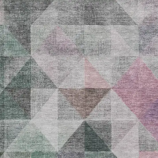 Blush Green And Ivory Geometric Washable Area Rug With UV Protection Photo 3