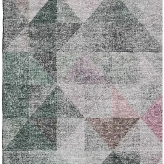 Blush Green And Ivory Geometric Washable Area Rug With UV Protection Photo 3