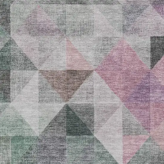 Blush Green And Ivory Geometric Washable Area Rug With UV Protection Photo 3