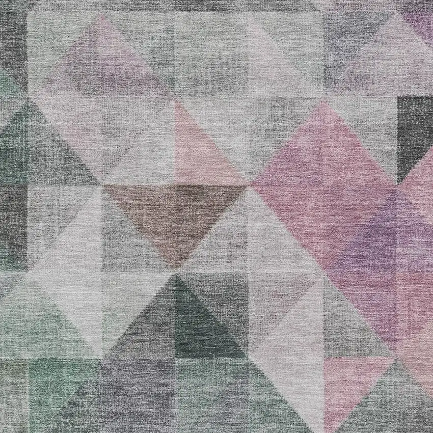 Blush Green And Ivory Geometric Washable Area Rug With UV Protection Photo 3