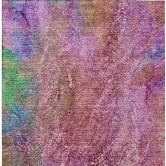 Blush Green And Purple Abstract Washable Indoor Outdoor Area Rug Photo 6