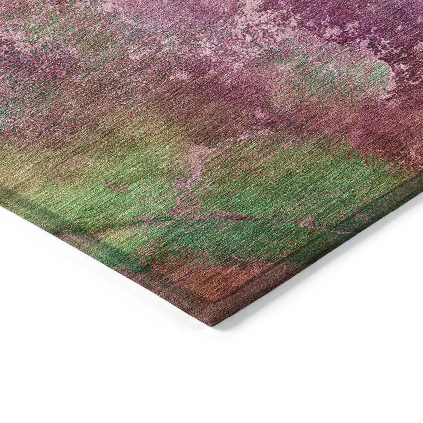 Blush Green And Purple Abstract Washable Indoor Outdoor Area Rug Photo 6