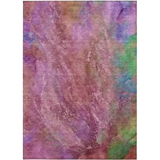 Blush Green And Purple Abstract Washable Indoor Outdoor Area Rug Photo 4