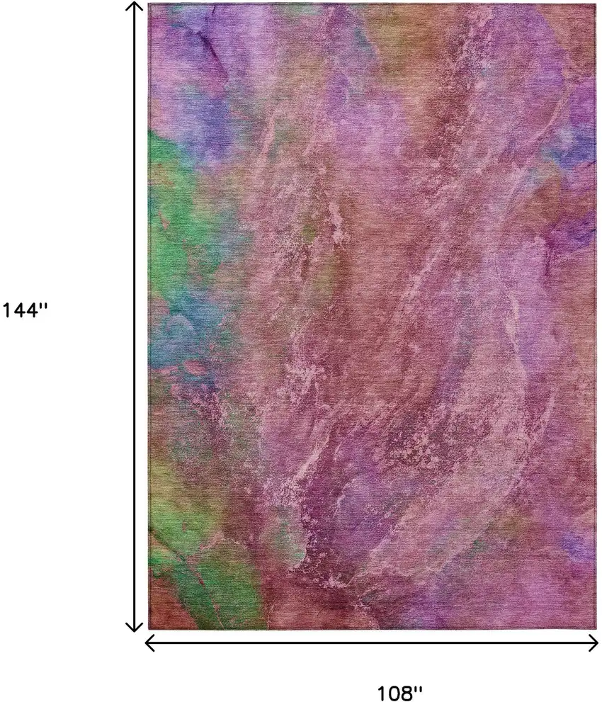 Blush Green And Purple Abstract Washable Indoor Outdoor Area Rug Photo 3