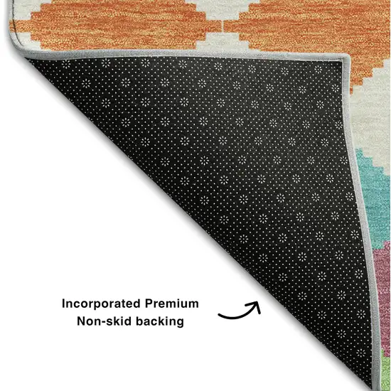 Blush Green And Teal Geometric Washable Area Rug With UV Protection Photo 6