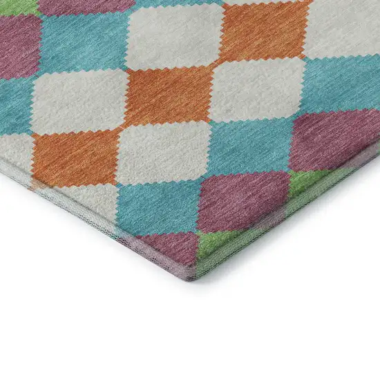 Blush Green And Teal Geometric Washable Area Rug With UV Protection Photo 7