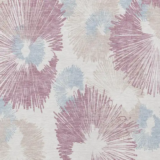 Blush Ivory And Beige Floral Washable Indoor Outdoor Area Rug Photo 4