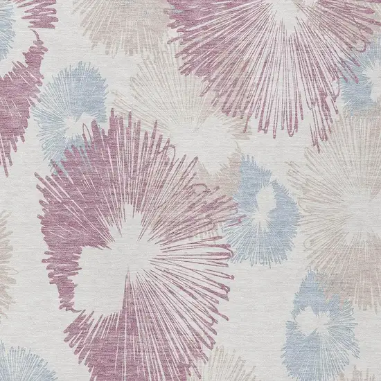 Blush Ivory And Beige Floral Washable Indoor Outdoor Area Rug Photo 6