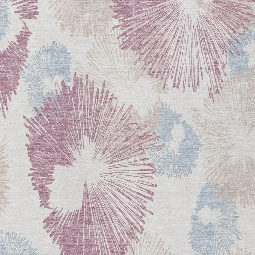 Blush Ivory And Beige Floral Washable Indoor Outdoor Area Rug Photo 6