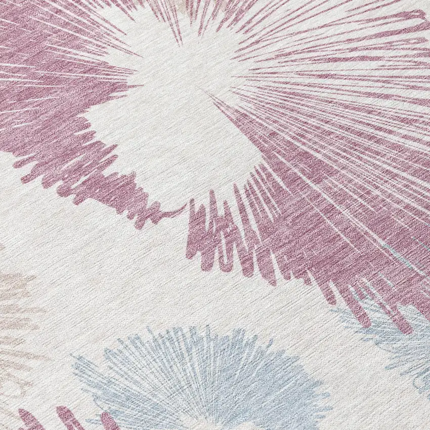 Blush Ivory And Beige Floral Washable Indoor Outdoor Area Rug Photo 5