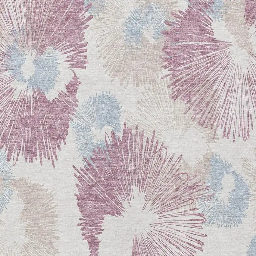 Blush Ivory And Beige Floral Washable Indoor Outdoor Area Rug Photo 6