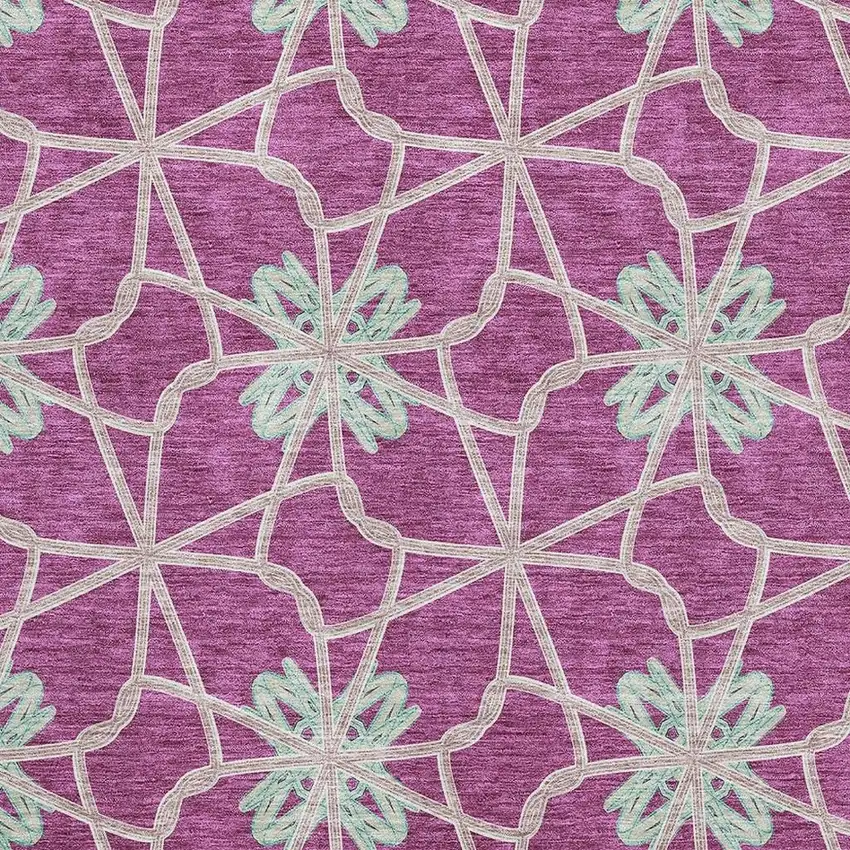 Blush Ivory And Beige Geometric Washable Area Rug With UV Protection Photo 2