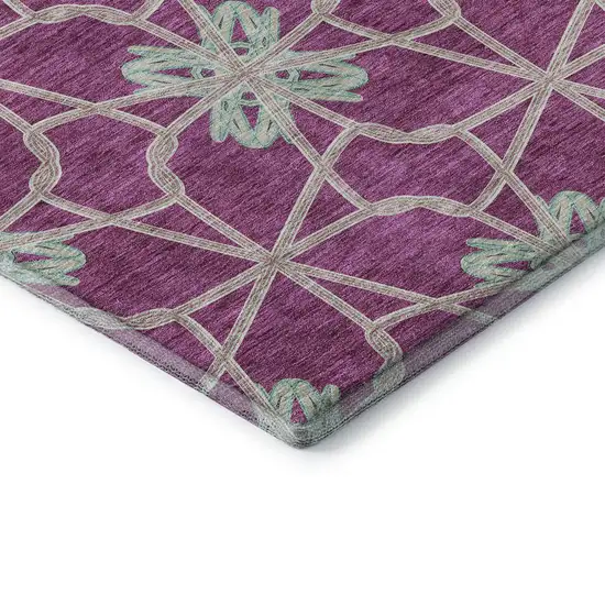 Blush Ivory And Beige Geometric Washable Area Rug With UV Protection Photo 7