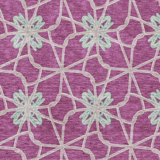 Blush Ivory And Beige Geometric Washable Area Rug With UV Protection Photo 2