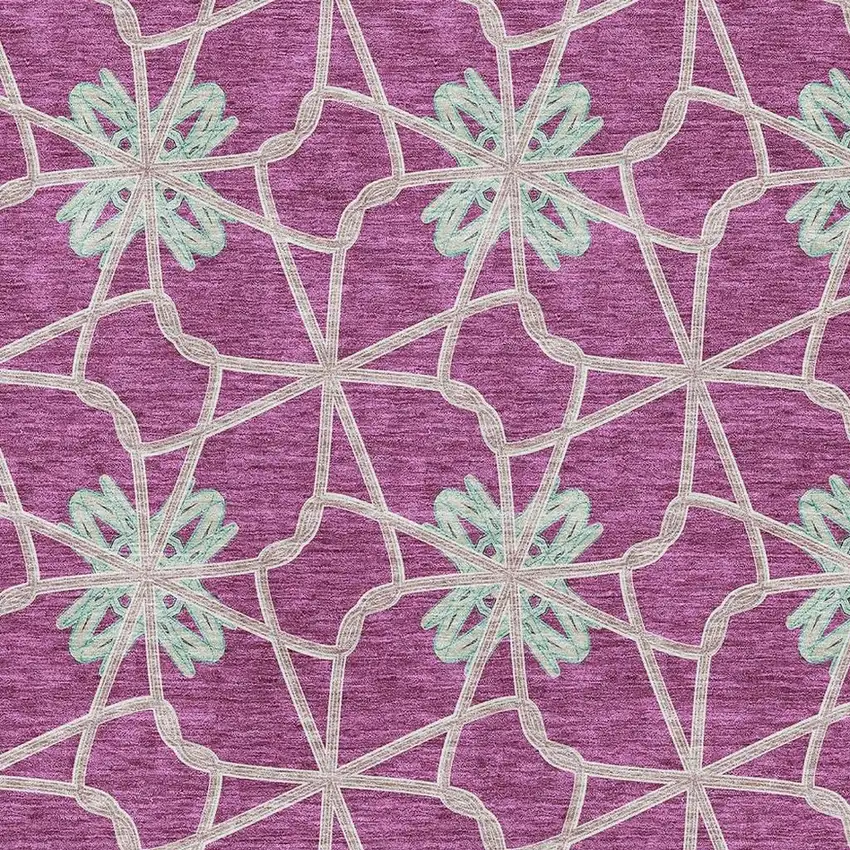 Blush Ivory And Beige Geometric Washable Area Rug With UV Protection Photo 2