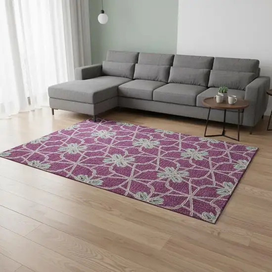 Blush Ivory And Beige Geometric Washable Area Rug With UV Protection Photo 2