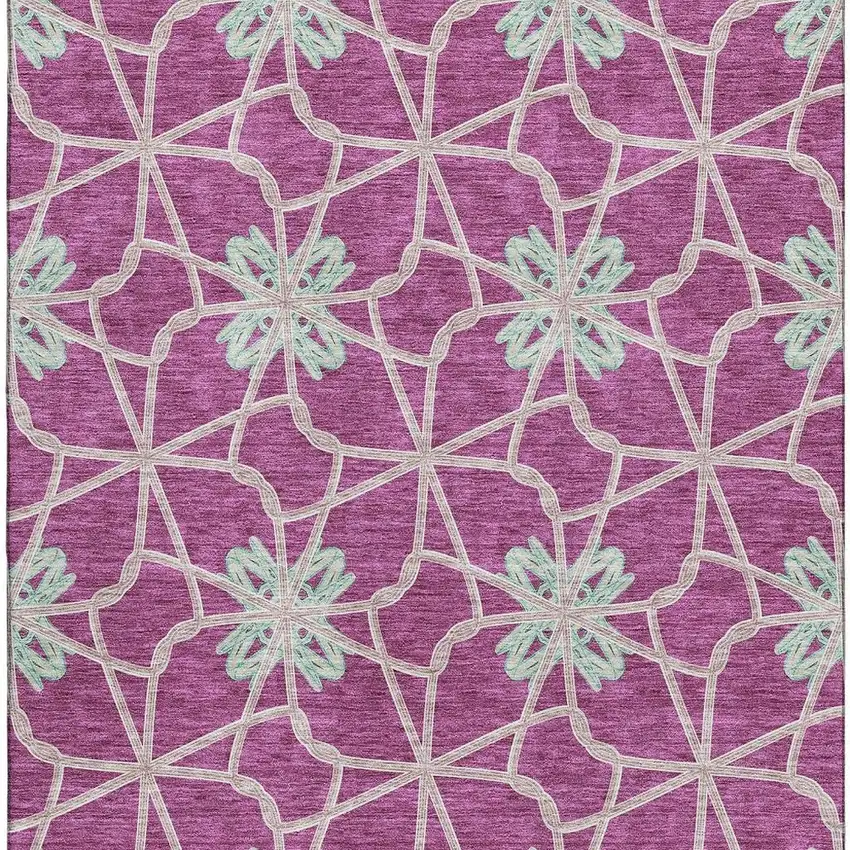 Blush Ivory And Beige Geometric Washable Area Rug With UV Protection Photo 2