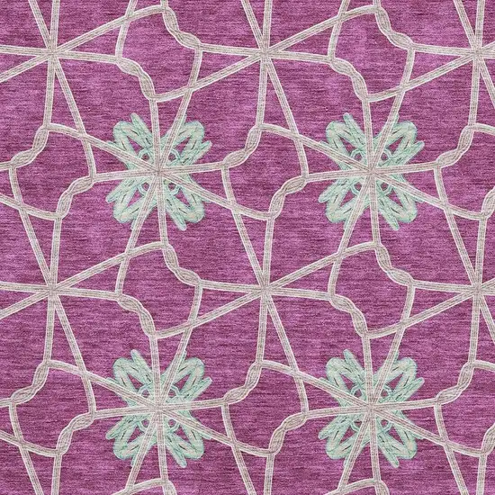 Blush Ivory And Beige Geometric Washable Area Rug With UV Protection Photo 2