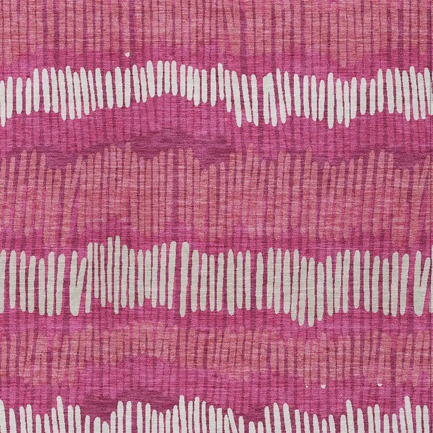Blush Ivory And Brown Striped Washable Indoor Outdoor Area Rug Photo 7