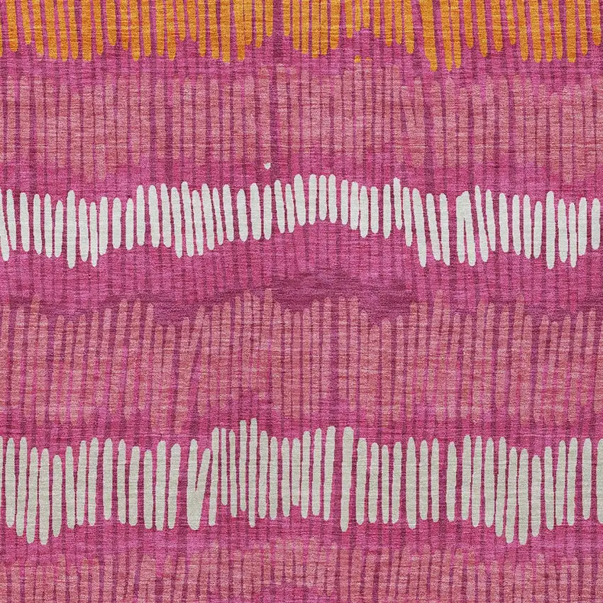Blush Ivory And Brown Striped Washable Indoor Outdoor Area Rug Photo 7