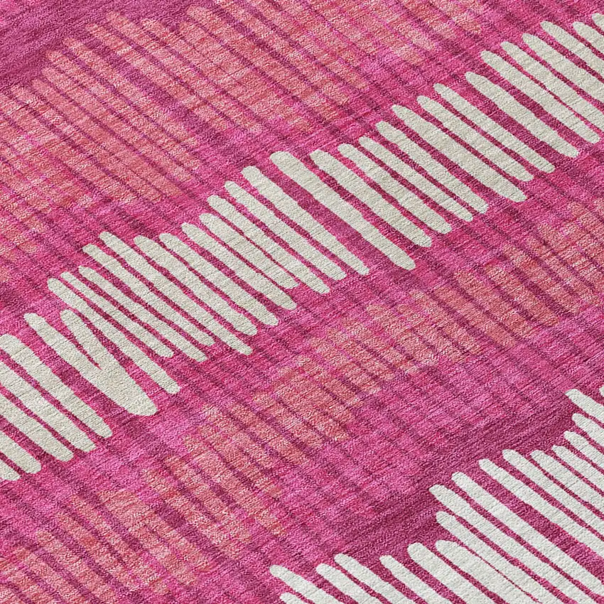 Blush Ivory And Brown Striped Washable Indoor Outdoor Area Rug Photo 6