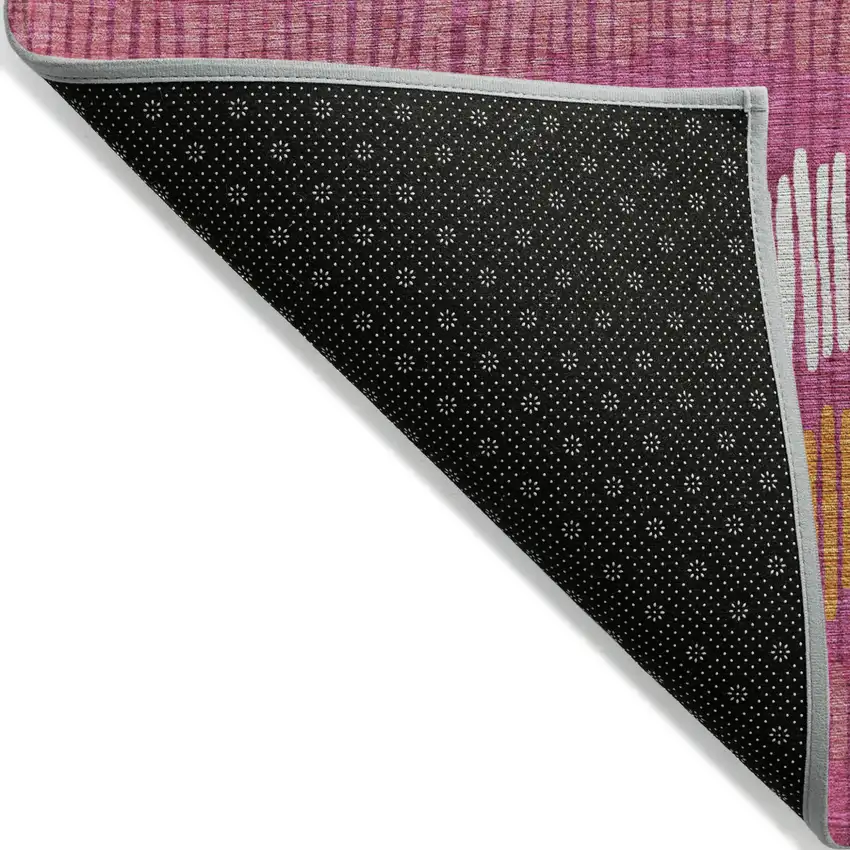 Blush Ivory And Brown Striped Washable Indoor Outdoor Area Rug Photo 4
