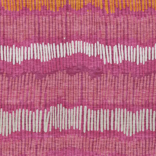 Blush Ivory And Brown Striped Washable Indoor Outdoor Area Rug Photo 7