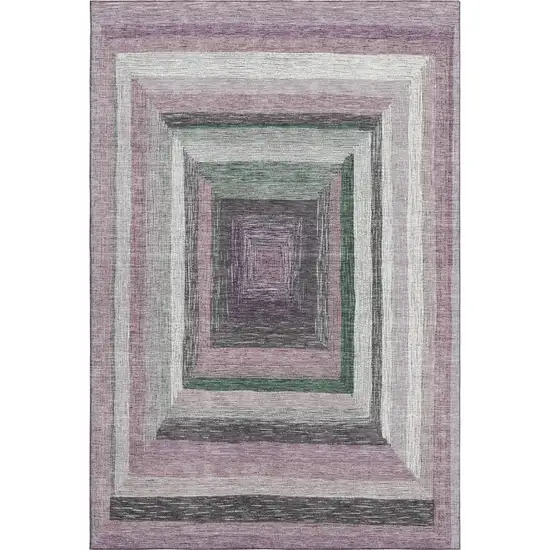 Blush Ivory And Charcoal Geometric Washable Area Rug With UV Protection Photo 2