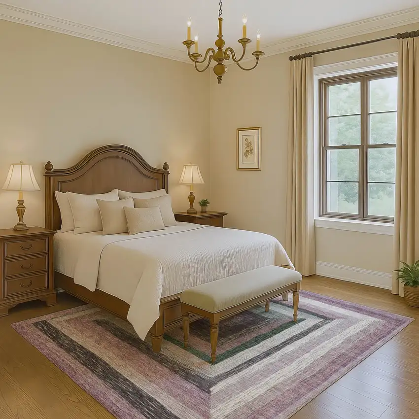 Blush Ivory And Charcoal Geometric Washable Area Rug With UV Protection Photo 6