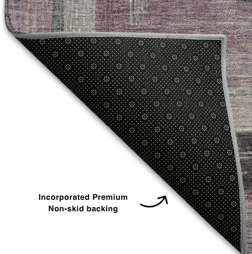 Blush Ivory And Charcoal Geometric Washable Area Rug With UV Protection Photo 7