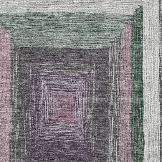 Blush Ivory And Charcoal Geometric Washable Area Rug With UV Protection Photo 3