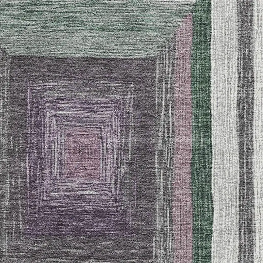 Blush Ivory And Charcoal Geometric Washable Area Rug With UV Protection Photo 3