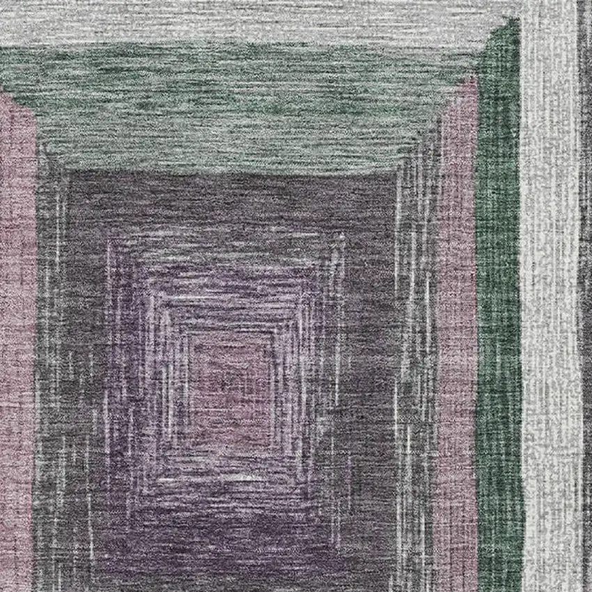 Blush Ivory And Charcoal Geometric Washable Area Rug With UV Protection Photo 3