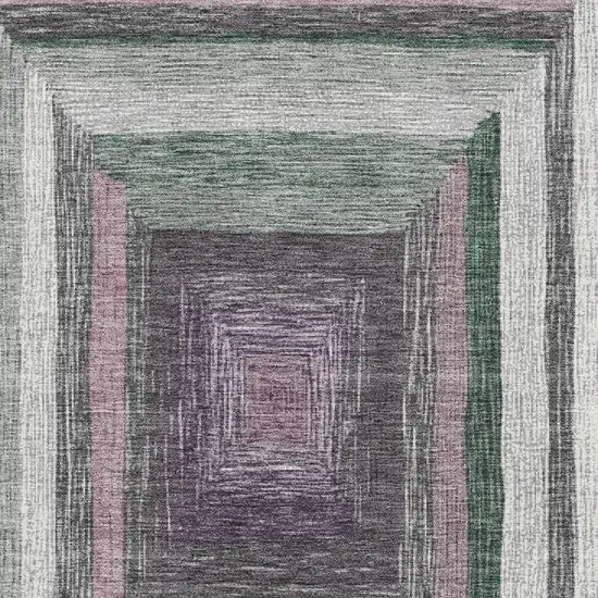 Blush Ivory And Charcoal Geometric Washable Area Rug With UV Protection Photo 4