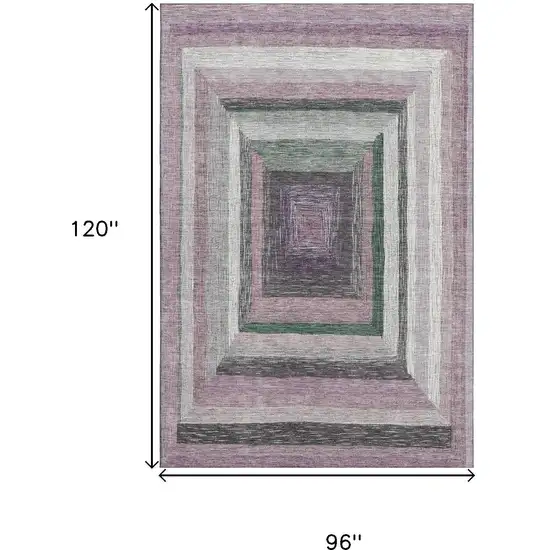 Blush Ivory And Charcoal Geometric Washable Area Rug With UV Protection Photo 9
