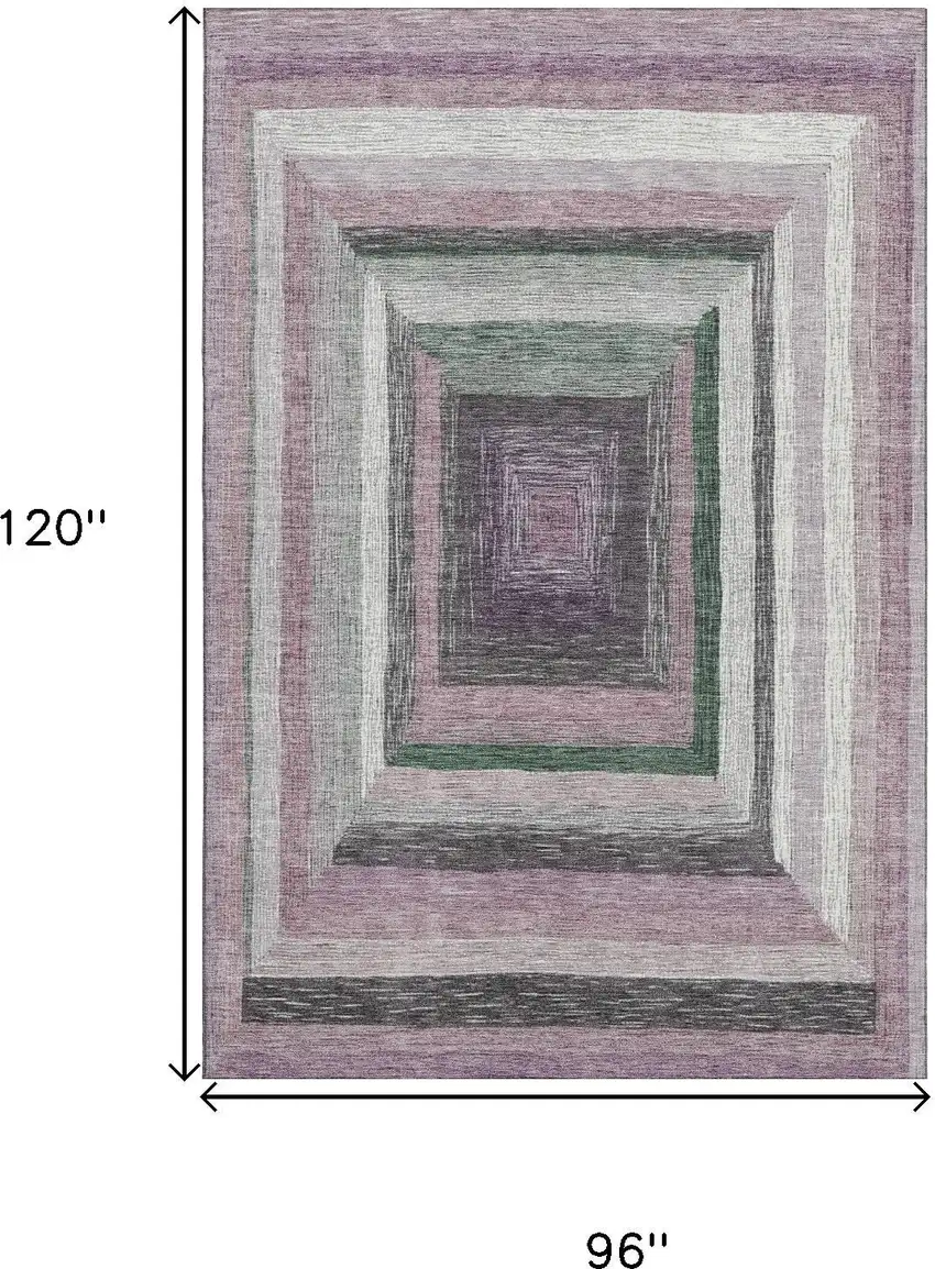 Blush Ivory And Charcoal Geometric Washable Area Rug With UV Protection Photo 9