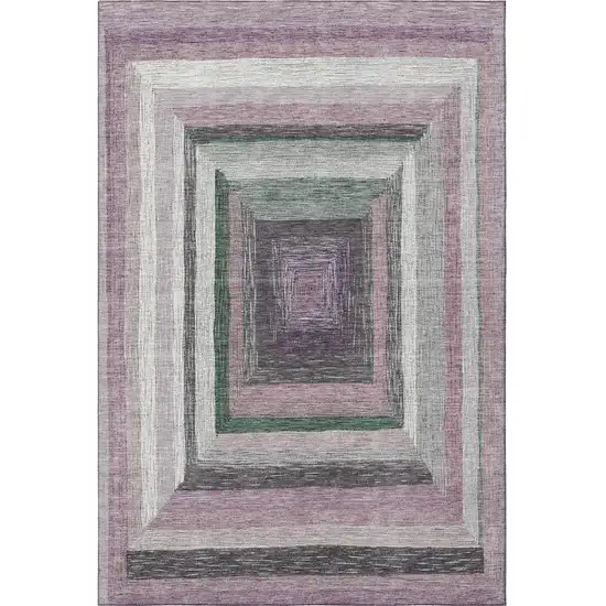 Blush Ivory And Charcoal Geometric Washable Area Rug With UV Protection Photo 3